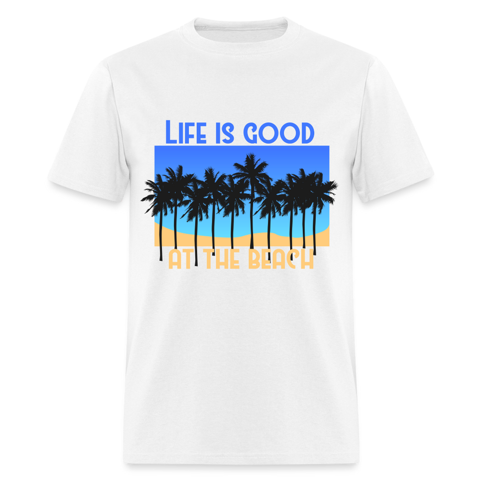 Life is Good at the Beach shirt Surfer Sunset Beach Ocean T-Shirt Size S-6XL - white