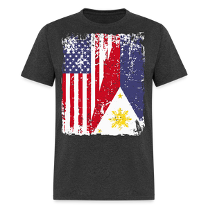 Pinoy USA shirt I Love Filipino American Flag Grunge Vintage T-Shirt Size S-6XL - heather black