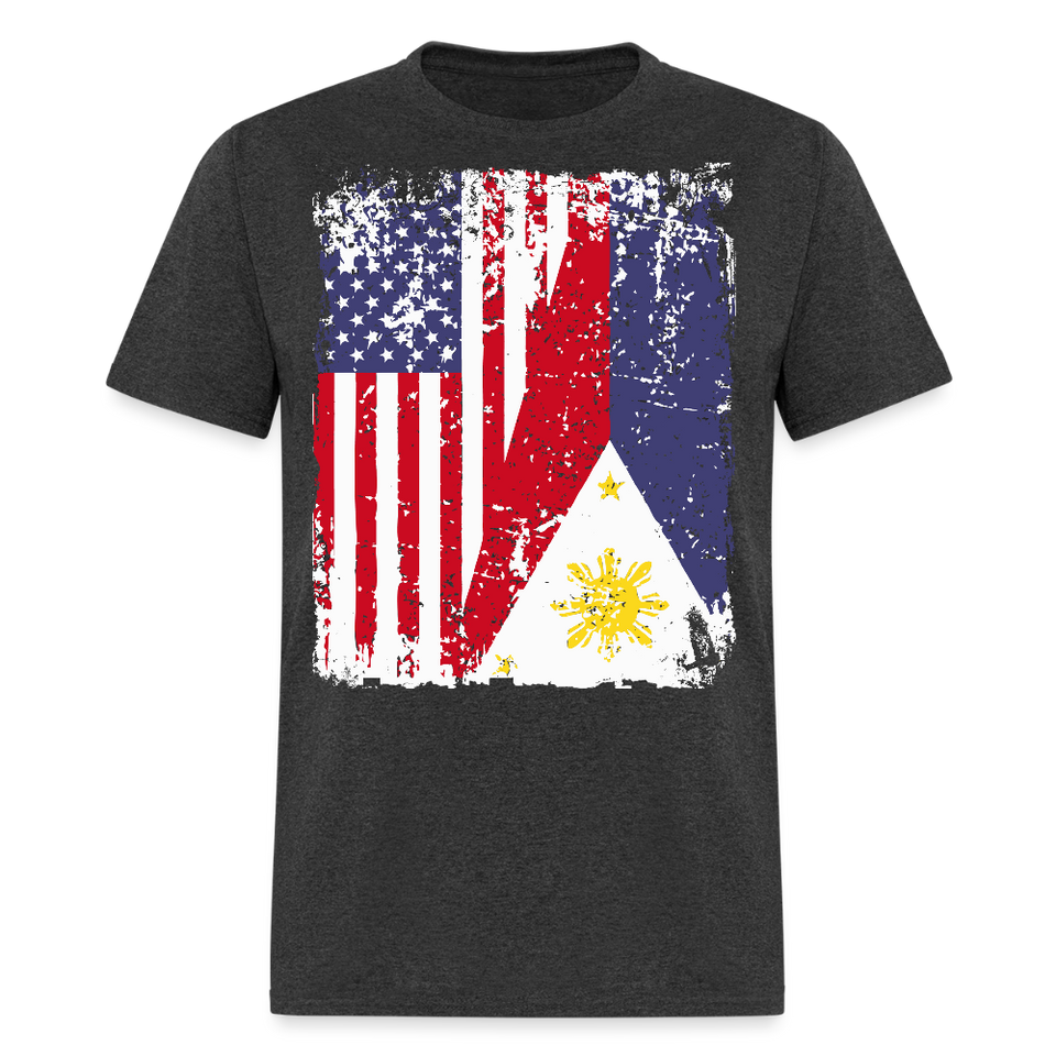 Pinoy USA shirt I Love Filipino American Flag Grunge Vintage T-Shirt Size S-6XL - heather black