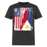 Pinoy USA shirt I Love Filipino American Flag Grunge Vintage T-Shirt Size S-6XL - heather black