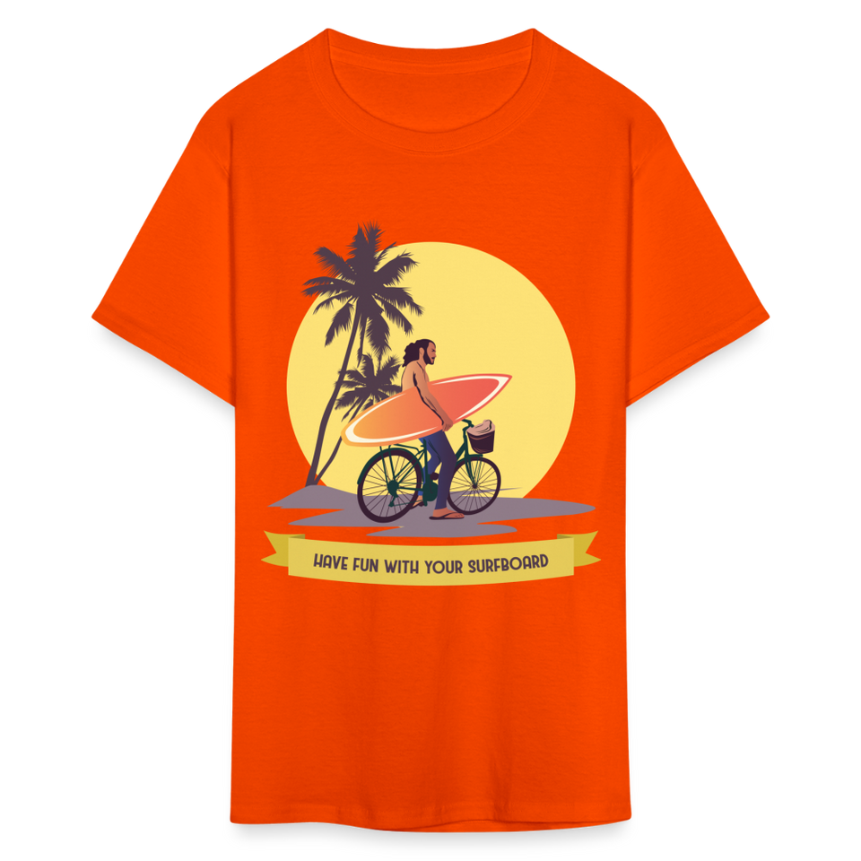 Have Fun with Your Surfboard shirt Surfing Summer Sunset T-Shirt Size S-6XL - orange