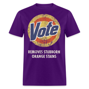 Anti-Trump Vote Shirt Removes Stubborn Orange Stains Funny Detergent T-Shirt - purple