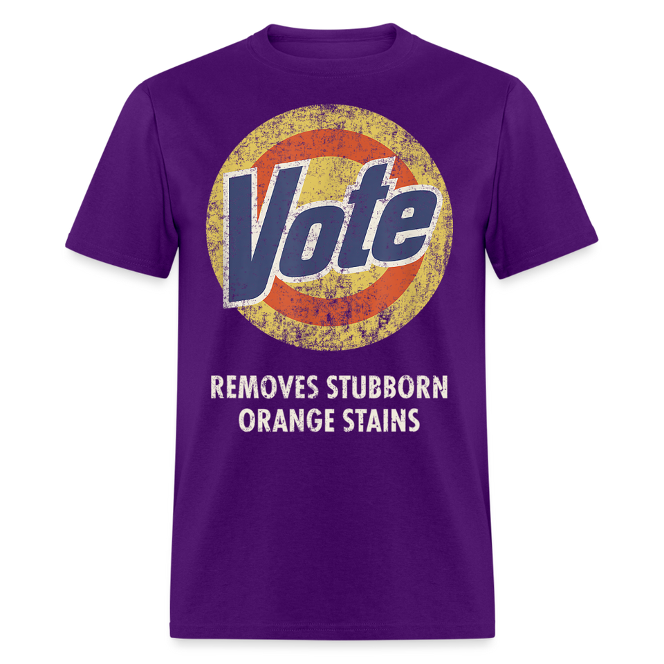 Anti-Trump Vote Shirt Removes Stubborn Orange Stains Funny Detergent T-Shirt - purple