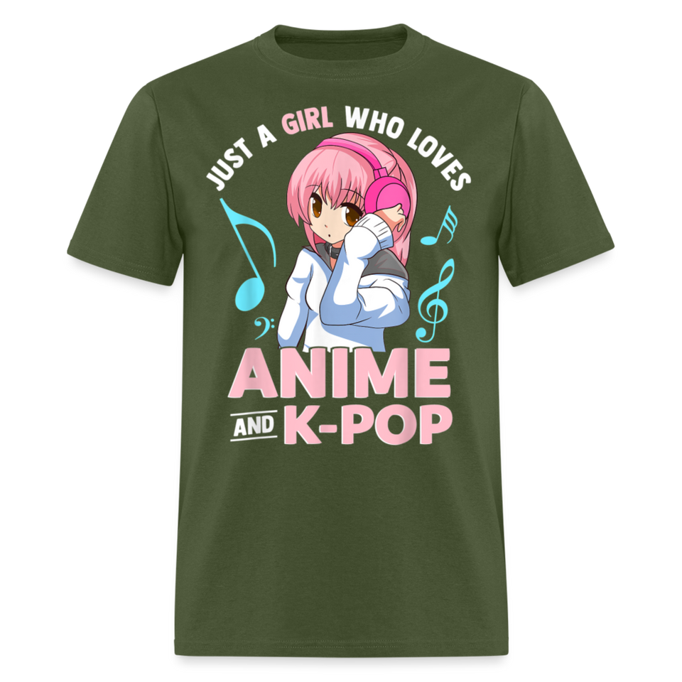 Just A Girl Who Loves Anime and K-Pop BTS Cute shirt for Anime KPOP Fans T-Shirt - military green