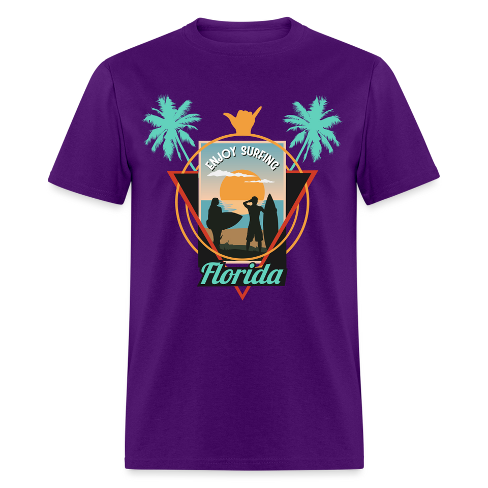 Enjoy Surfing Florida shirt Surfboard Surfing Ocean Sunset T-Shirt Size S-6XL - purple