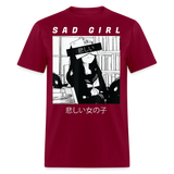 Sad Anime Emo Girl - Japanese Aesthetic Vaporwave Anime Otaku Sadness T-Shirt - burgundy