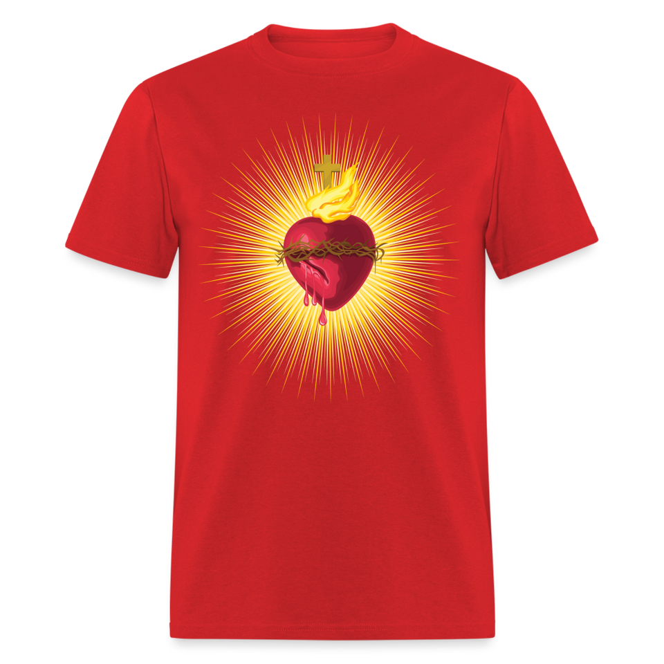 The Sacred Heart of Jesus Christ Shirt Religious Catholic T-shirt Size S-6XL - red