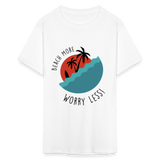 Beach More Worry Less shirt Surf board Surfer T-Shirt Size S-6XL - white