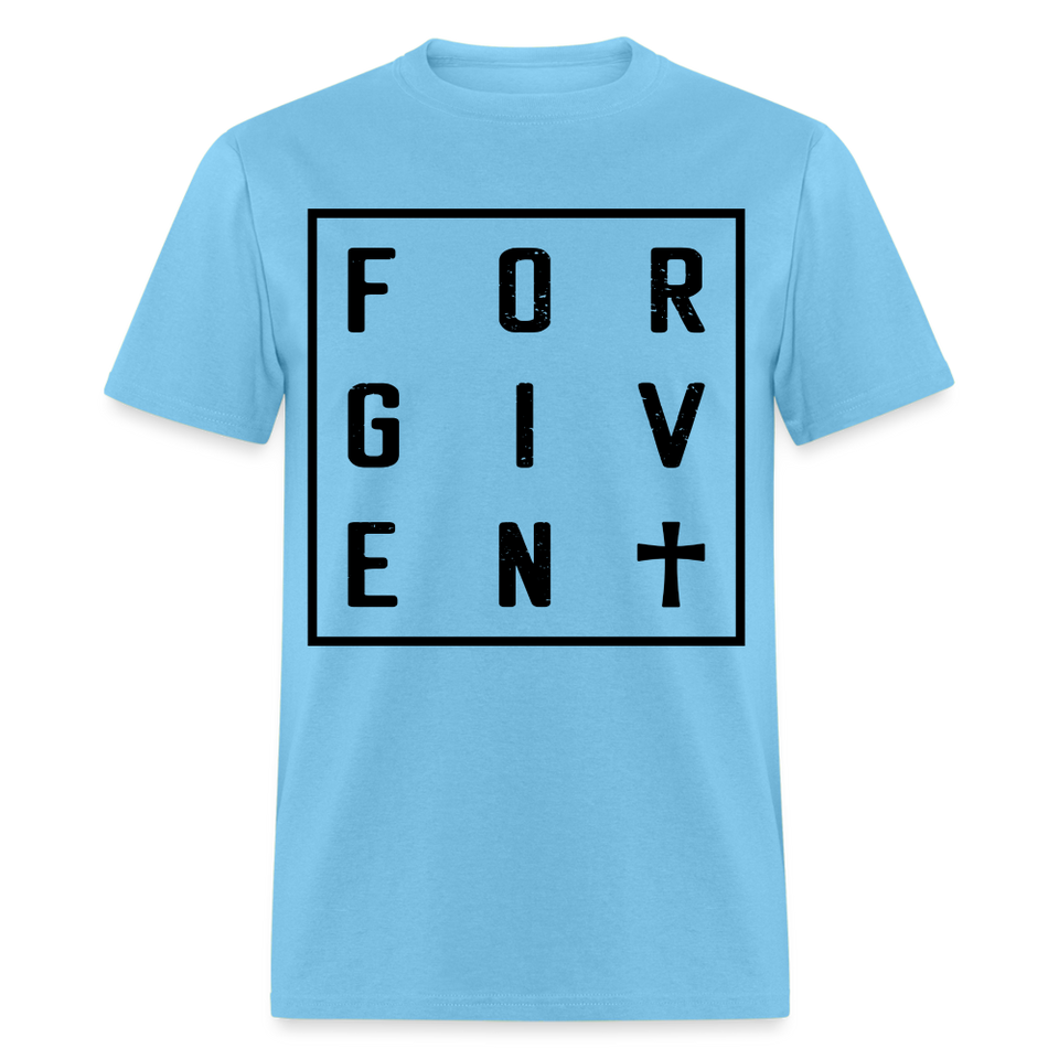 Forgiven shirt Catholic Religious Cross Jesus Faith T-Shirt size S-6XL - aquatic blue