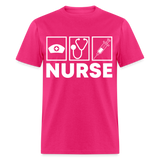Nurses cap, stethoscope, syringe shirt Nursing Gift T-Shirt size S-6XL - fuchsia