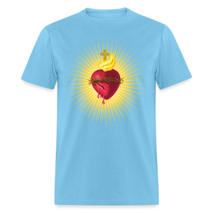 The Sacred Heart of Jesus Christ Shirt Religious Catholic T-shirt Size S-6XL - aquatic blue