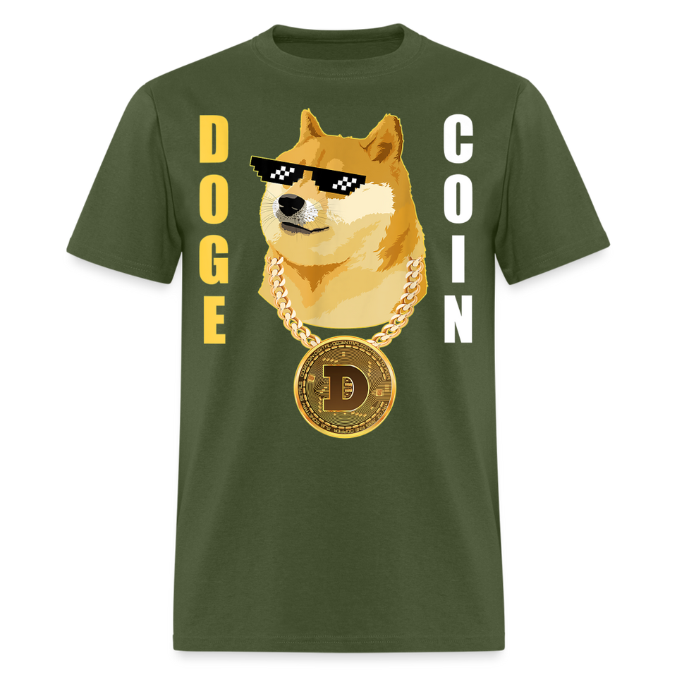 Dogecoin T Shirt Tee Wallstreetbets Doge Coin Crypto Bitcoin T-Shirt Size S-6XL - military green