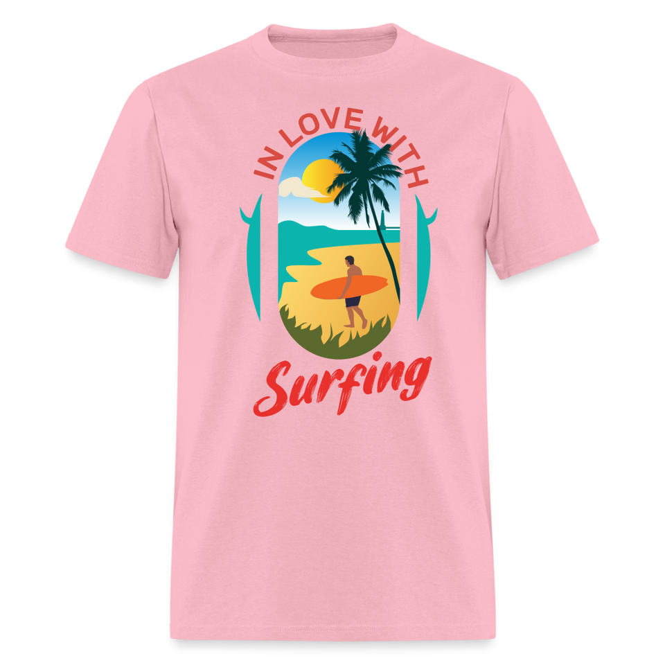 In Love with Surfing shirt Westcoast California Surfer T-Shirt Size S-6XL - pink
