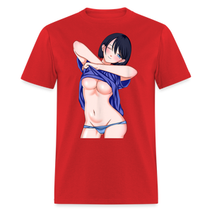 Manga Anime Waifu Japanese sexy Girl Ahegao Cosplay Hentai Ecchi T-Shirt - red
