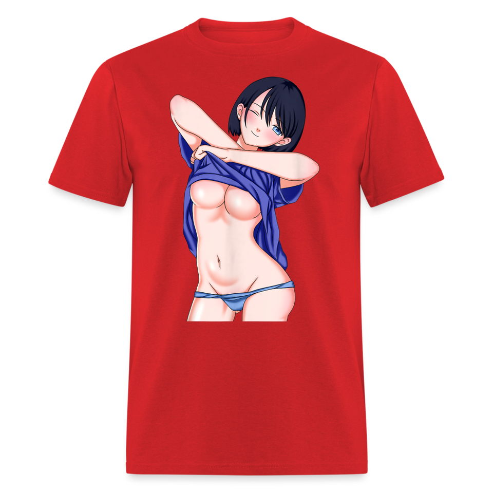Manga Anime Waifu Japanese sexy Girl Ahegao Cosplay Hentai Ecchi T-Shirt - red