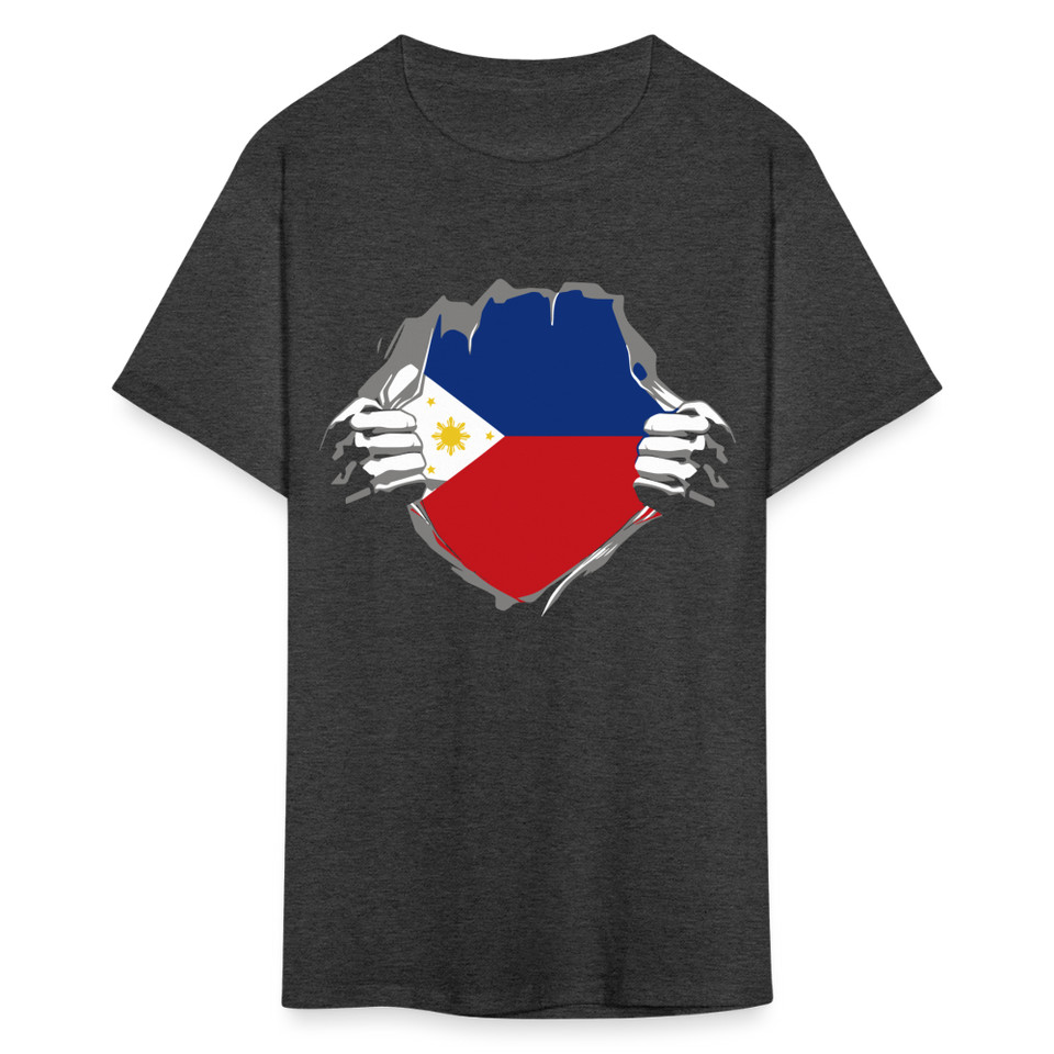 Philippines Flag shirt Filipino T-Shirt Rips Open size S-6XL - heather black