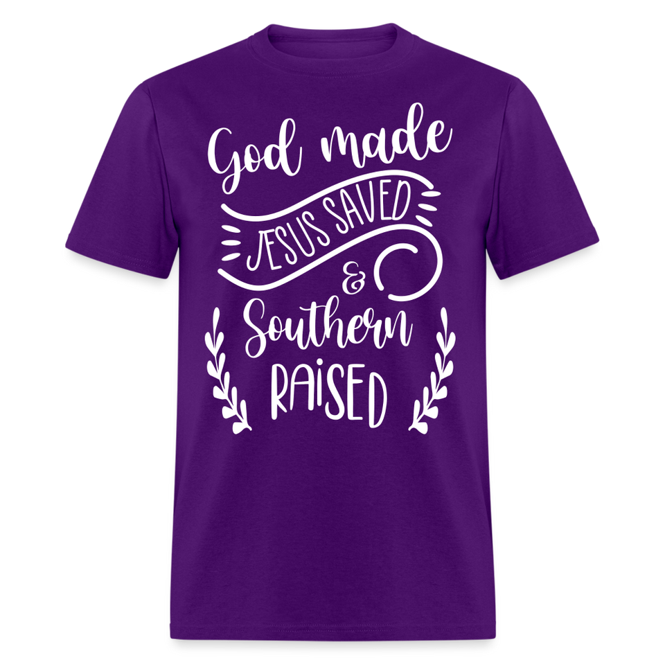 God made Jesus saved shirt Catholic Religious T-Shirt size S-6XL - purple