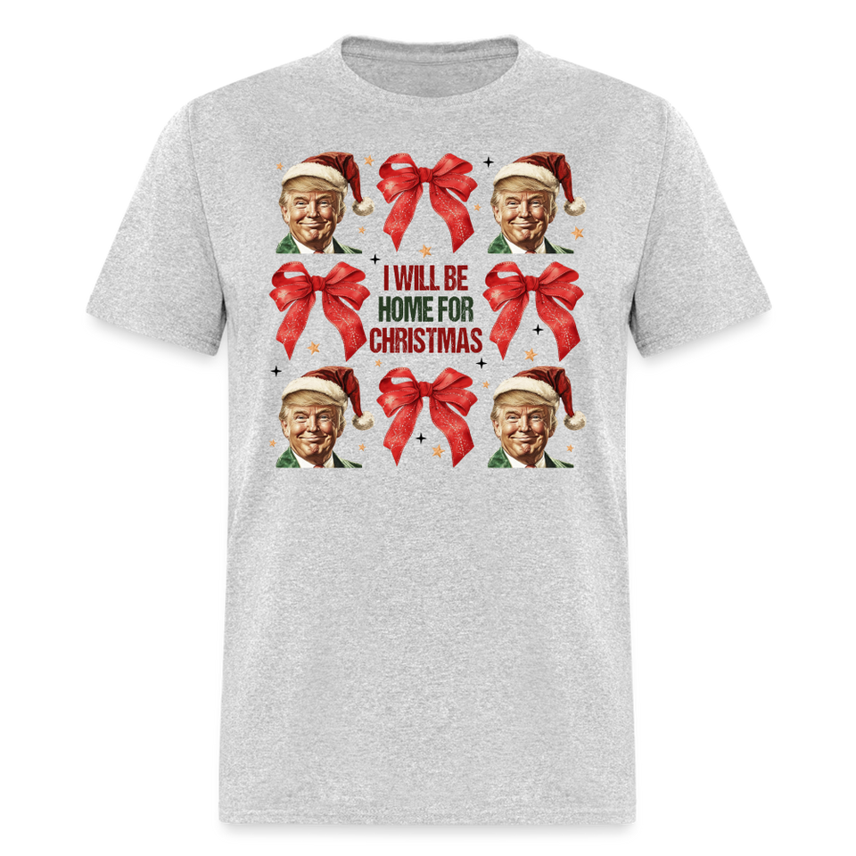 I will be home for Christmas shirt Trump Ugly Christmas T-shirt size S-6XL - heather gray