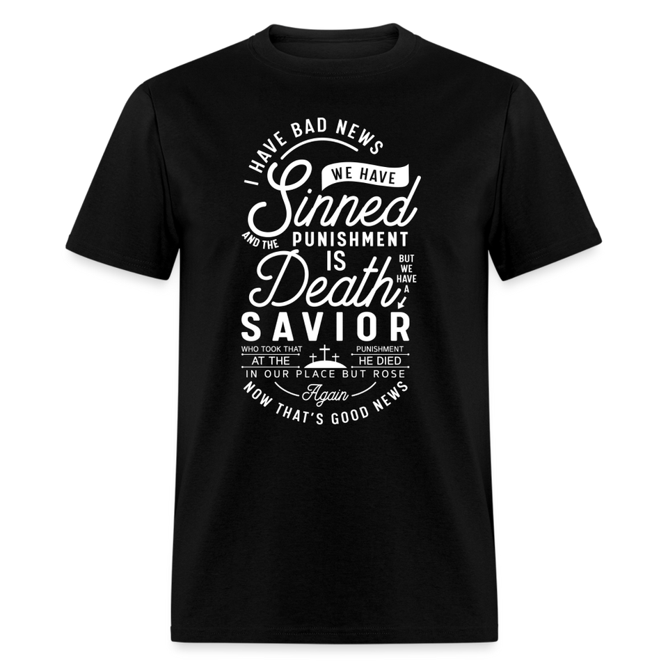 Sinned punishment is death shirt Catholic Religious Jesus Faith T-Shirt size S-6XL - black