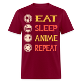 Eat Sleep Anime Repeat shirt Funny Anime Lovers T Shirt Gift T-Shirt size S-6XL - burgundy
