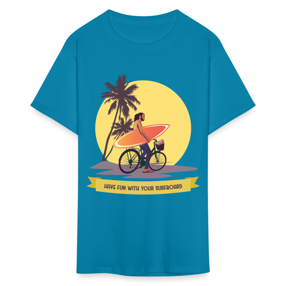 Have Fun with Your Surfboard shirt Surfing Summer Sunset T-Shirt Size S-6XL - turquoise