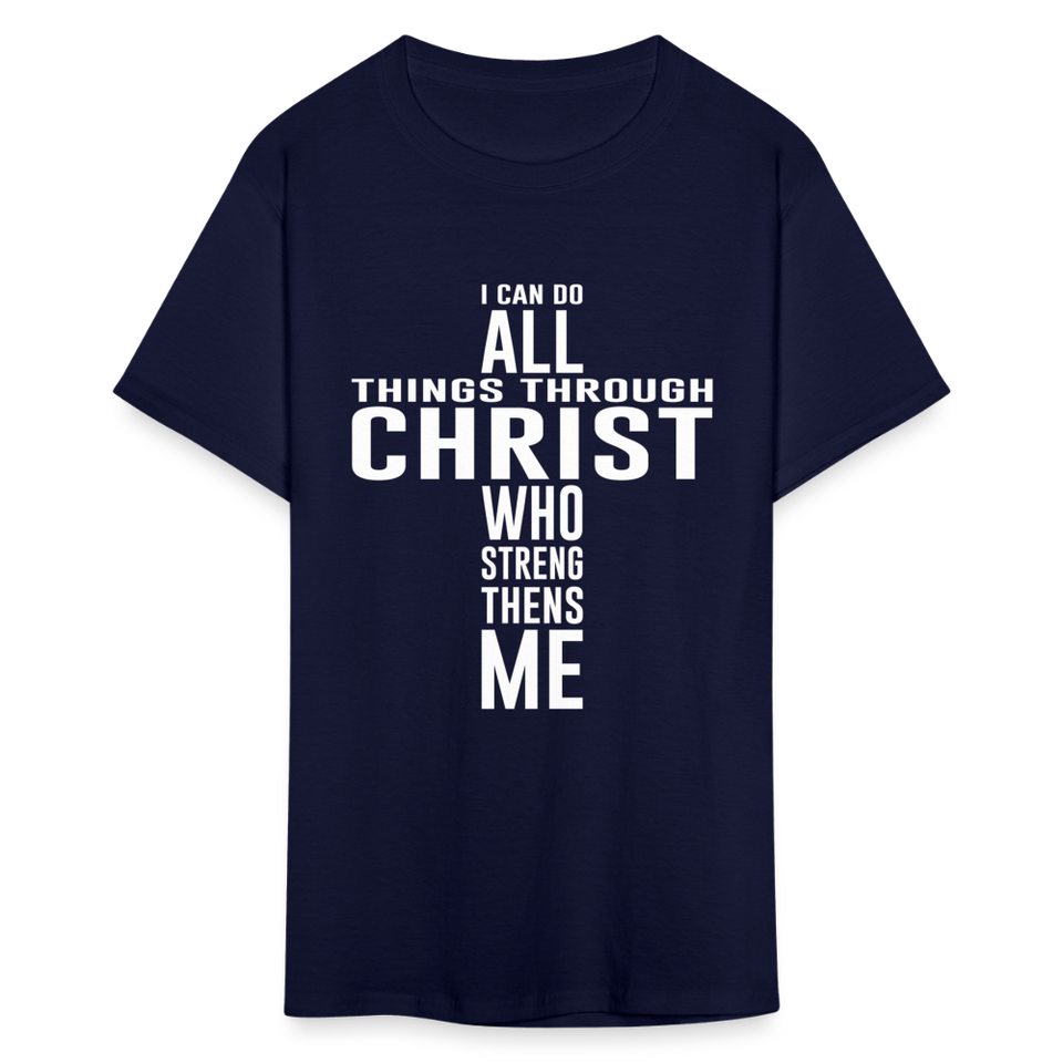 I can do all things through christ shirt Catholic Religious Lord Jesus T-Shirt - navy