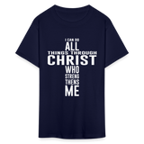 I can do all things through christ shirt Catholic Religious Lord Jesus T-Shirt - navy