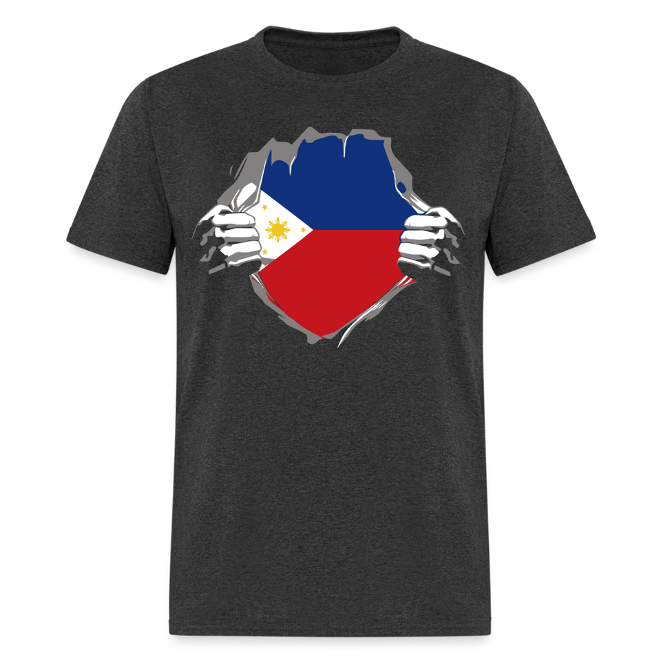 Philippines Flag shirt Filipino T-Shirt Rips Open size S-6XL - heather black