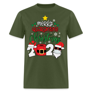 Merry Quarantine Christmas 2024 shirt Santa with face mask T-Shirt size S-6XL - military green