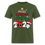 Merry Quarantine Christmas 2024 shirt Santa with face mask T-Shirt size S-6XL - military green