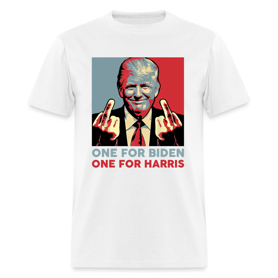 One for Biden One for Harris shirt Funny Trump Middle Finger Anti-Biden T-shirt - white