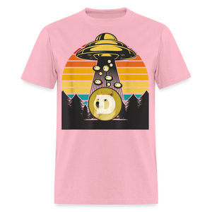 Dogecoin To the Moon shirt Doge HODL Rocket Crypto Meme UFO T-Shirt Size S-6XL - pink