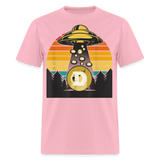 Dogecoin To the Moon shirt Doge HODL Rocket Crypto Meme UFO T-Shirt Size S-6XL - pink