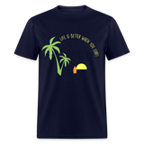 Life is Better When You Surf shirt Surfer Sunset Beach Ocean T-Shirt Size S-6XL - navy