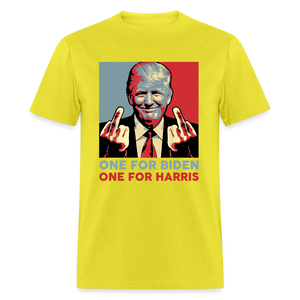 One for Biden One for Harris shirt Funny Trump Middle Finger Anti-Biden T-shirt - yellow