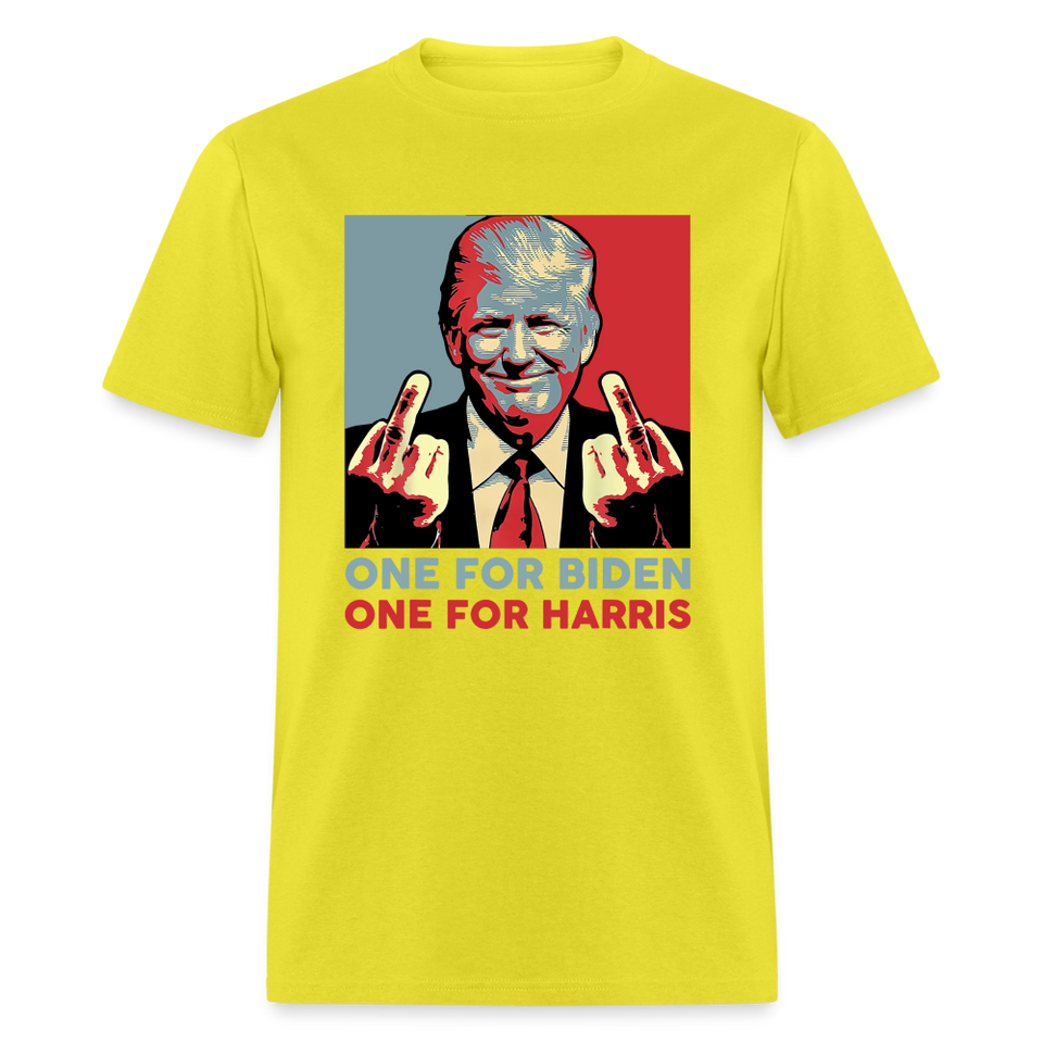One for Biden One for Harris shirt Funny Trump Middle Finger Anti-Biden T-shirt - yellow