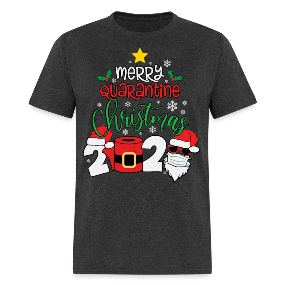 Merry Quarantine Christmas 2024 shirt Santa with face mask T-Shirt size S-6XL - heather black