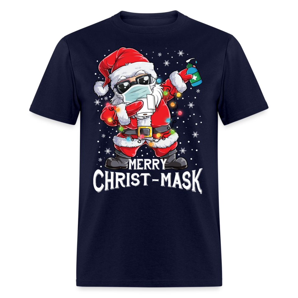 Merry Christmask Toilet Paper shirt Dabbing Santa Funny Christmas T-shirt S-6XL - navy