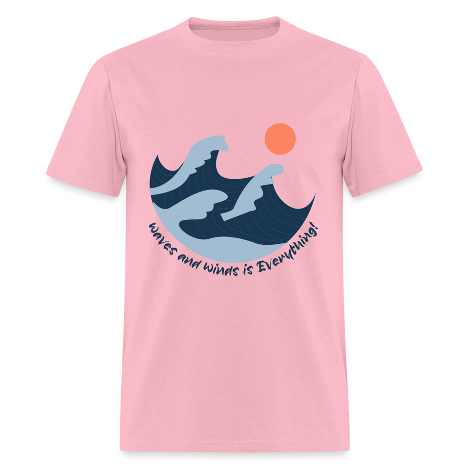 Waves and Winds is Everything shirt Ocean Beach Lover Surfing T-Shirt Size S-6XL - pink