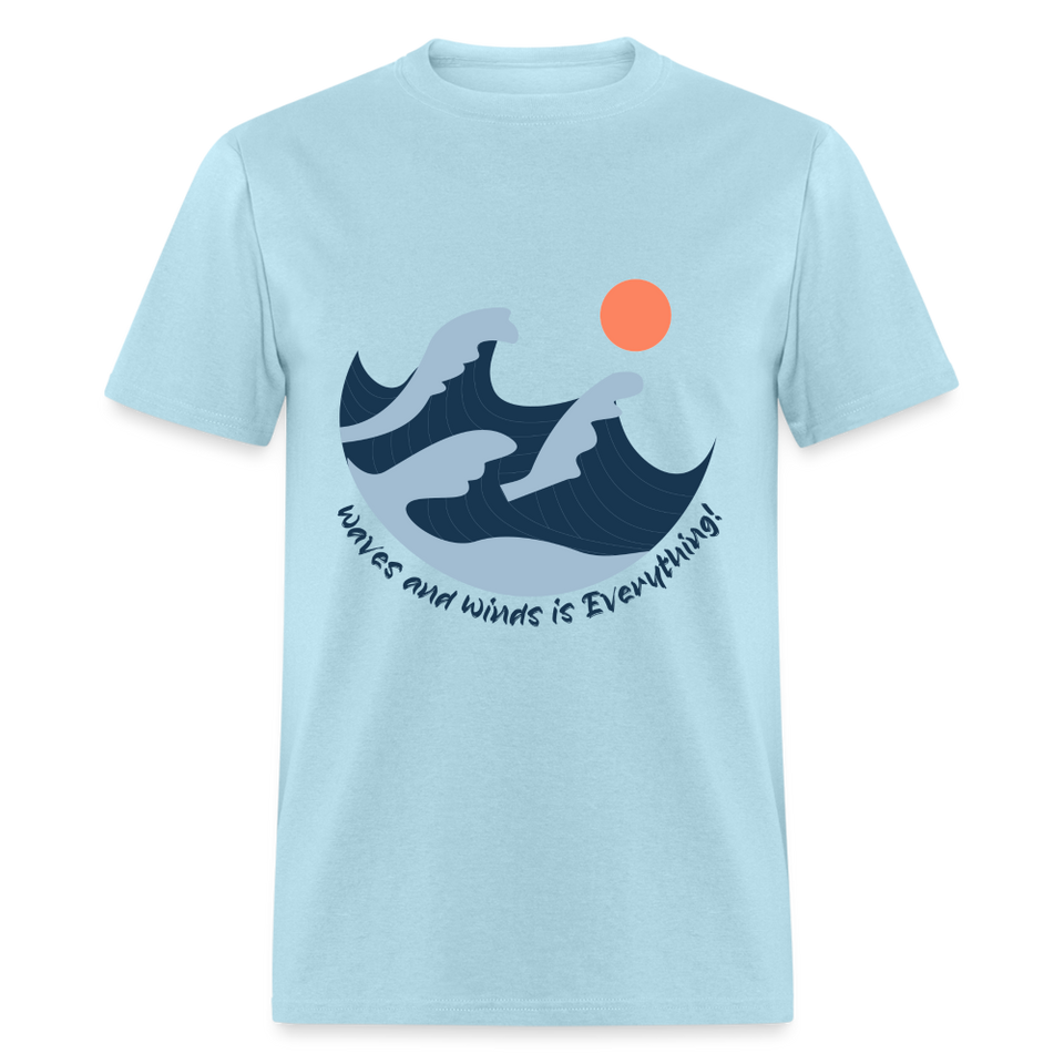 Waves and Winds is Everything shirt Ocean Beach Lover Surfing T-Shirt Size S-6XL - powder blue