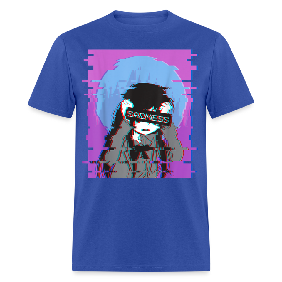 Sad Anime Emo Girl - Japanese Aesthetic Vaporwave Anime Otaku Sadness T-Shirt - royal blue