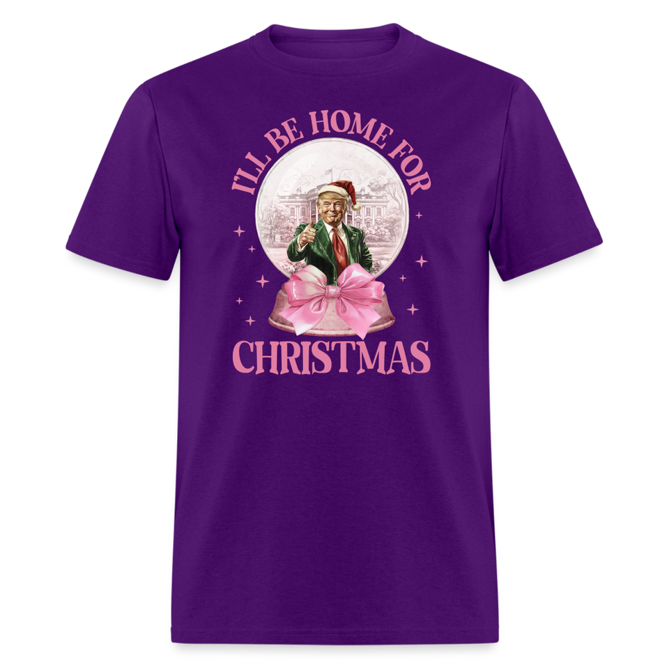 Funny Daddy's Home Trump Pink 2024 I'll be home for Christmas T-Shirt size S-6XL - purple