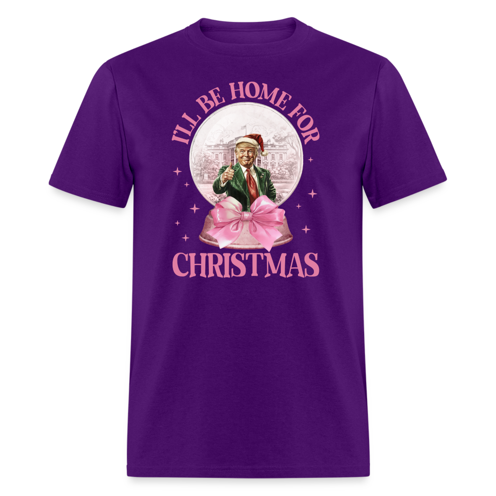 Funny Daddy's Home Trump Pink 2024 I'll be home for Christmas T-Shirt size S-6XL - purple