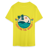 Explore the Waves shirt Surfboard Surfing Ocean Sunset Boat Wine T-Shirt S-6XL - yellow