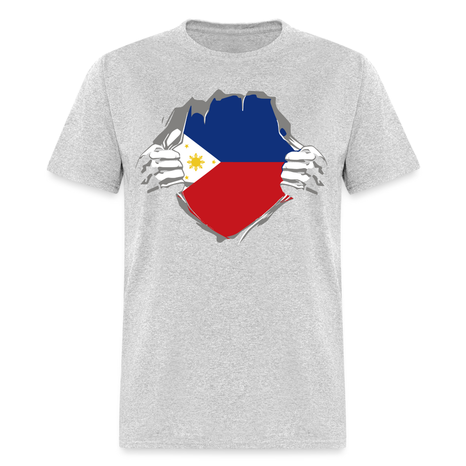 Philippines Flag shirt Filipino T-Shirt Rips Open size S-6XL - heather gray