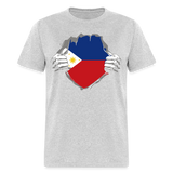 Philippines Flag shirt Filipino T-Shirt Rips Open size S-6XL - heather gray