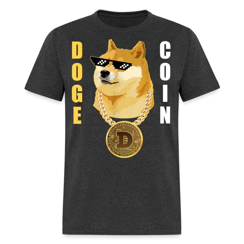 Dogecoin T Shirt Tee Wallstreetbets Doge Coin Crypto Bitcoin T-Shirt Size S-6XL - heather black
