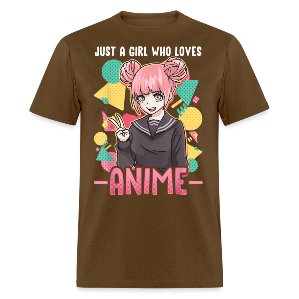 Just a Girl Who Loves Anime shirt Best Gift Cute Beautiful Anime Lovers T-Shirt - brown