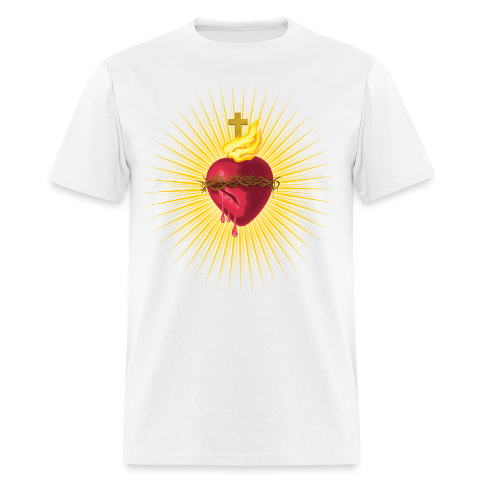 The Sacred Heart of Jesus Christ Shirt Religious Catholic T-shirt Size S-6XL - white