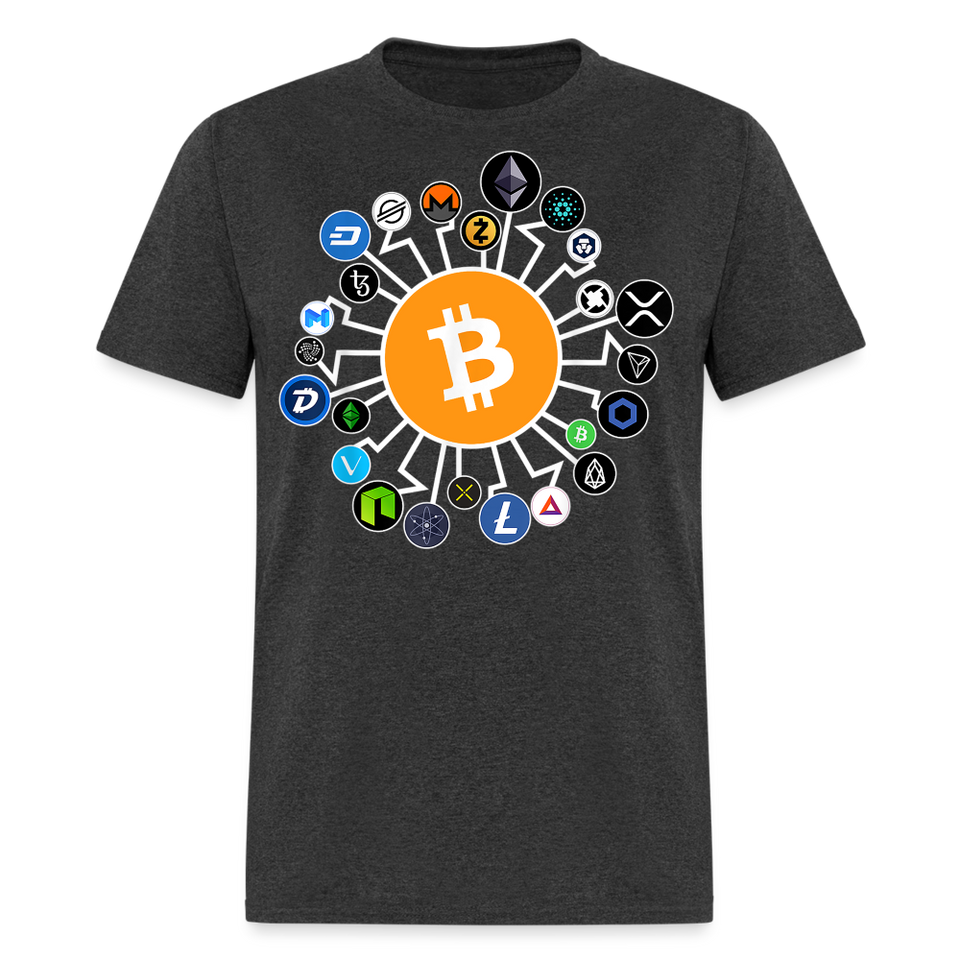 Bitcoin shirt BTC ETH LTC XMR Hodlers Decentralized Crypto Altcoin T-Shirt S-6XL - heather black